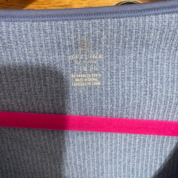 Aerie Long Sleeve Ribbed Workout Top - Blue - Picture 3 of 3